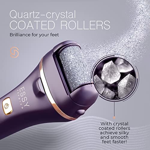 Essy Electric Foot File Hard Skin Remover with 5 Replacement Rollers Foot File Electric Pedicure Sets Cutters Accessories for Dry Dead Hard Skin Feet Callus Remover for Feet Care Exfoliator (Purple)