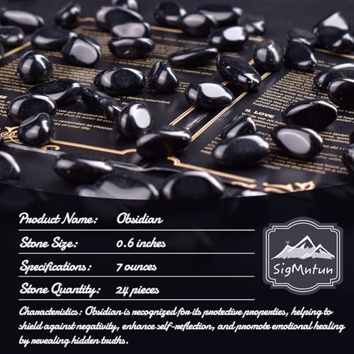 Obsidian Healing Crystal Stone Set - 24 Pieces, 0.6" Natural & Polished Stones for Healing, Meditation, Reiki, Chakra, Crafting & Decoration