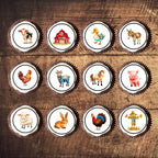PRECUT Farm Animals Cupcake Toppers, Petting Zoo Theme Edible Mini Discs - Woodland Animal Party Decorations Wafer Card Farmer Cake Topper 24 x - 1.18 Inch 3cm (24)