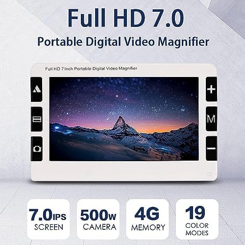 Digital Magnifier with 2X-32X Zoom, 7 Inch IPS Screen, 26 Color Modes, Dual Lens for Near and Far Viewing - Portable Video Magnifier for Low Vision Aids, HDMI & AV Output