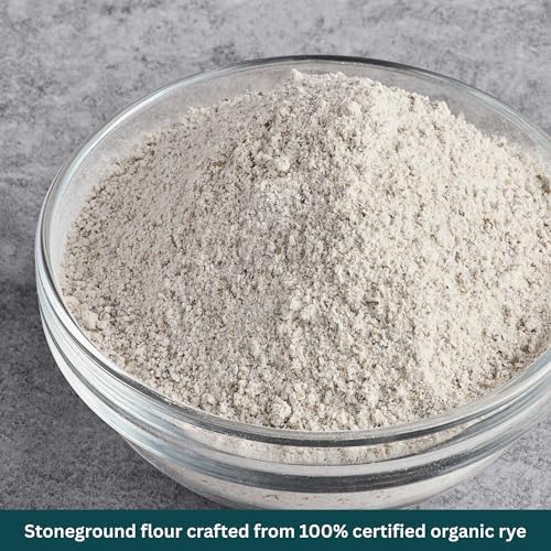 Doves Farm Organic Stoneground Wholemeal Rye Flour 2.2 lb (1 kg) - High Fiber Ancient Whole Grain Dark Rye Flour for British Baking Breads, Cakes & Biscuits | Kosher & Vegan | Imported from UK