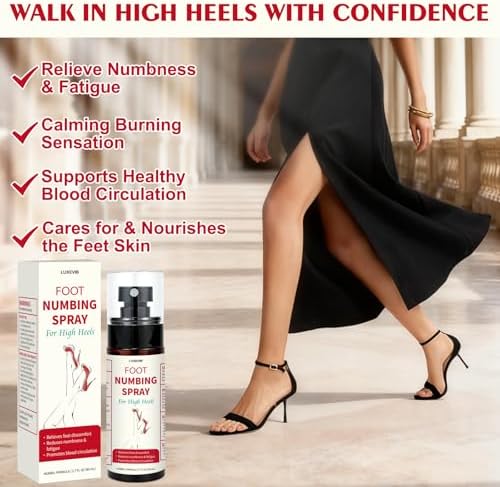Foot Numbing Spray for High Heels, Cooling Foot Comfort Spray for Women, Helps Ease Foot Fatigue & Discomfort from Wearing Heels, Standing All Day, Work, Weddings, Events & Travel - 2.7 FL OZ