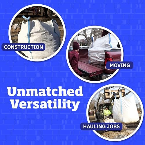 DURASACK Heavy Duty Builder's Bulk Bags 200-Gallon White Woven Polypropylene Contractor Trash Bags for Demo and Construction, Holds up to 2200 lbs, Open Top, Pack of 3