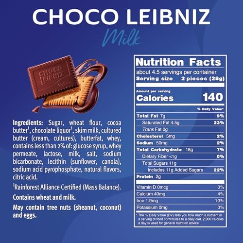 Bahlsen Choco Leibniz Milk Cookies (3 boxes) - Leibniz Butter Biscuits topped with a thick layer of German Chocolate - 4.4 oz boxes