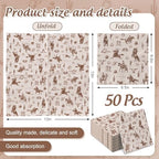 JarThenaAMCS Western Cowboy Paper Napkin Brown Wild West Rodeo Disposable Luncheon Napkins Dessert Dinner Hand Napkin For Birthday Baby Shower, 50Pcs