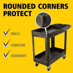 Rubbermaid Commercial Products 2-Shelf Utility/Service Cart, Small, Lipped Shelves, Storage Handle, 500 lbs. Capacity, for Warehouse/Garage/Cleaning/Manufacturing