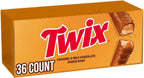 TWIX Bulk Chocolate Candy Individually Wrapped, Full Size, Caramel Chocolate Cookie Candy Bar, Perfect for Snacks, Parites, Goodie Bags, Holidays 36-Count Box