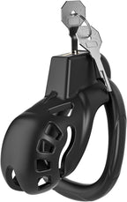 Male Chastity Cage with 5 Size Rings, Lightweight Breathable Chastity Device with Invisible Lock, Comfortable Fit with Ventilated Design & Urination Hole (S,Black)