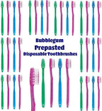 MEGA Pack Kids Disposable Toothbrushes with Paste | Children's Bubblegum Pre-Pasted & Individually Wrapped Toothbrush Bundle | Perfect for School, Camp, Summer Vacation, (144 Pack)
