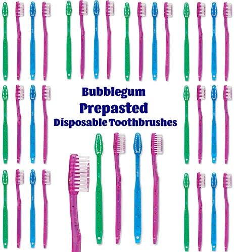 MEGA Pack Kids Disposable Toothbrushes with Paste | Children's Bubblegum Pre-Pasted & Individually Wrapped Toothbrush Bundle | Perfect for School, Camp, Summer Vacation, (144 Pack)
