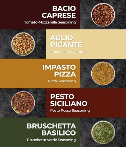 TIMBER TASTE® Italian Spice Gift Set for Women - 5 Gourmet Italian Seasoning Blends from Italy | Artisan Basket for Her | Pasta & Pizza Cooking Set | Mediterranean Flavors | Foodie Present for Women
