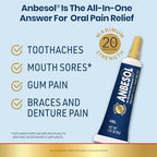 Anbesol Maximum Strength Gel - Instant Oral Pain Relief, for Toothaches, Gums, Braces, & Denture Pain, and Mouth Sores*, Canker Sore Treatment Inside Mouth, ADA Accepted, 0.33 oz