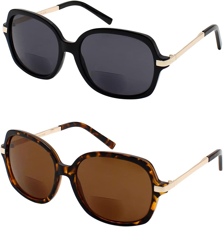 Yogo Vision Bifocal Reading Sunglasses for Women UV400 Sun Protection Outdoor Stylish Square Frame Reader Eyewear