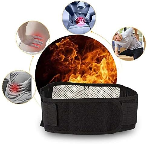 Lumbar Brace Adjustable Tourmaline Self-Heating Belt Magnetic Therapy Back and Hip Belt Lumbar Belt Brace Massage Band Health Care Unisex Men Women (Color : Black, Size : L)
