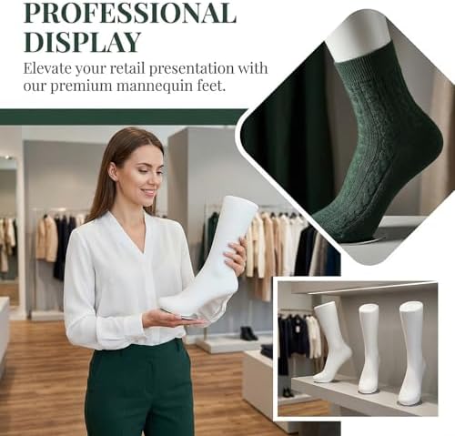Cabilock 11inch White Mannequin Foot Display Stand for Socks and Ankle Bracelets - Realistic Plastic Foot Model, Shoe Display Form, Jewelry Stand & Photography Props - Professional Retail Fixture