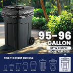 Plasticplace 95-96 Gallon Garbage Can Liners │ 2 Mil │ Black Heavy Duty Trash Bags │ 61” x 68”, 25 Count