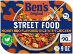 BEN'S ORIGINAL Street Food Honey BBQ Flavored Rice with Chicken, Prepared Entrée, Microwavable Heat-&-Eat Bowl in 90 Seconds, 9 oz (Pack of 6)
