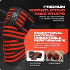 Special Essentials Knee Wraps for Weightlifting with Strap (2 Pack) - 72 Inches Flexible Support for Men & Women, for Powerlifting, Squats, Leg Press, and Cross Training