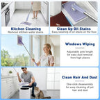 Snap Grip Mini Mop,Cloth Changing Mini Mop,35inch Long Handle Mopping Stick,360° Swivel Head,Dry and Wet Use,Ideal for Tight Corners,Tile,and Hardwood(Purple,6 Cloth)