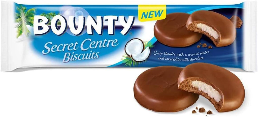 Bounty-Secret Centre Biscuits, Crisp Biscuits with a Coconut Centre and Covered in Milk Chocolate, (132g).