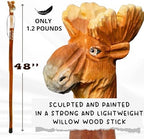 Carved Walking Stick with Animal Head - Lightweight and Strong Wooden Treckking Pole & Cane for Men Women & Seniors - A Hiking Gear Sculpted in Wood
