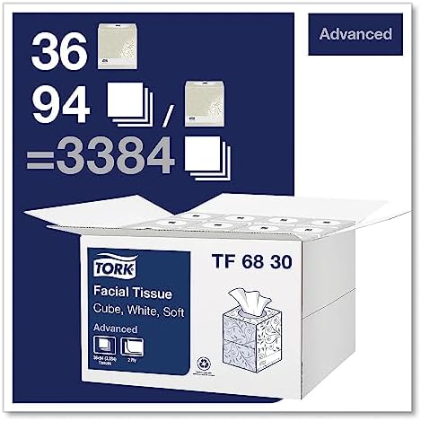 Tork Soft Facial Tissue Cube Box White, Advanced, 2-Ply, 36 x 94 Sheets, TF6830