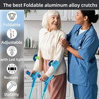 Forearm Crutches for Adults Foldable Knee Patients Mobility aids for Childre and Seniors for with Leg Injury Adjustable Travel Lightweight Walking Stick (Blue Pro)