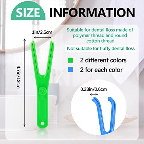 Chengu 4 Pieces Dental Floss Holder Reusable Flosser Reusable Floss Handle Holder Flossmate Handle for Oral Clearing (Blue, Green)