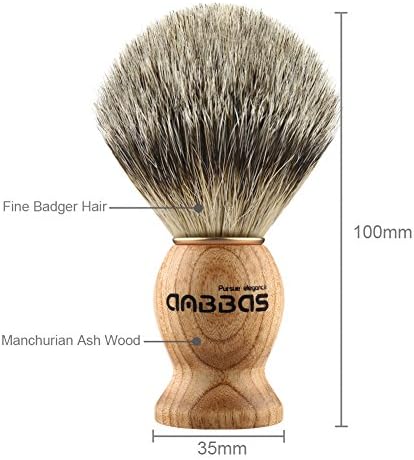 Anbbas Shaving Brush, Handmade Pure Badger Hair Brush with Natural Manchurian Ash Wood Handle for Men Traditional Wet Shaving