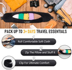 Travel Neck Pillow Stuffable with Clothes, Stuffable Neck Pillow for Travel, Packable Fillable Storage Bag for Airplane, Soft Velvet U Pillow Case Cover