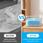 Face Mask Storage Box with Handle and Travel Case, Clear Countertop Portable mask Dispenser Organizer for Disposable Coverings, Entryway Holder for Home Office Car