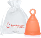 Peachlife Silicone Ring Menstrual Cup with Loop Pull Stem for Easy Removal - Reusable 12 Hour Tampon Alternative - Medium Size, Soft Peachcup