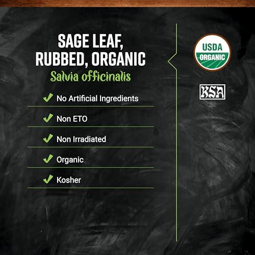 Frontier Co-op Rubbed Sage Leaf, 1-Pound, Sweet Earthy Flavor, Hints of Mint, Pair with Garlic & Rosemary, Kosher, Organic