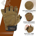 HANDLANDY Fingerless Work Gloves for Mens & Women, Uwrist Half Finger Shock-Absorbing Breathable Glove