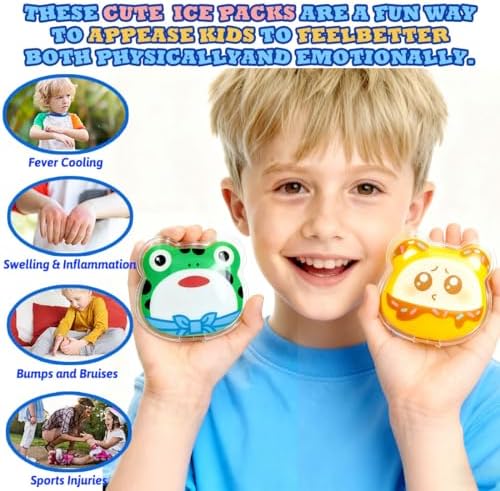 (6PCS) Boo Boo Ice Pack, Flexible Cold Compress, Cute Cooling Pack, Reusable Ice Pack for Injuries, Hot Cold Gel Packs for Kids Injuries, Pain Relief, Bumps & Bruises, Breastfeeding