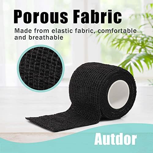 Tattoo Grip Cover Wrap - 8Pcs 2" x 5 Yards Disposable Cohesive Tattoo Grip Tape Wrap Black Elastic Bandage Rolls Self-Adherent Tape for Tattoo Machine Grip Tube Accessories, Sports Tape
