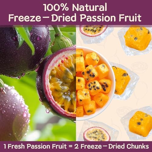 Fangkic Freeze Dried Passion Fruit 9 oz/255 g, 100% Natural, No Sugar or Additives, Frozen Passion Fruit Tea, Tart Freeze Dried Fruit, for Cake, Drink, Baking, Yogurt, Travel