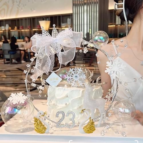 2 Pcs Romantic Swan Topper Figurines – Crowned Couple Swans for Wedding Cakes, Anniversary Parties, Birthday Celebrations, Creative Home & Car Decorations, Collectibles & DIY Craft Projects（ Gold ）