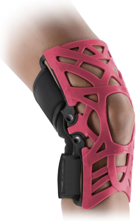 DonJoy Reaction Web Knee Support Brace with Compression Undersleeve, Absorbs Shock to Relive Pain - Pink, X-Small/Small