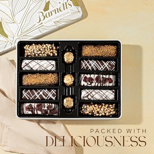Barnetts Fathers Day Cookie Basket with Biscotti Cookies & Chocolate Truffles Gifts, Food Gourmet Chocolate Candy Ideas for Dad, Son, Husband, Grandfather, Father, Brother, Grandmother Assorted Gift Baskets
