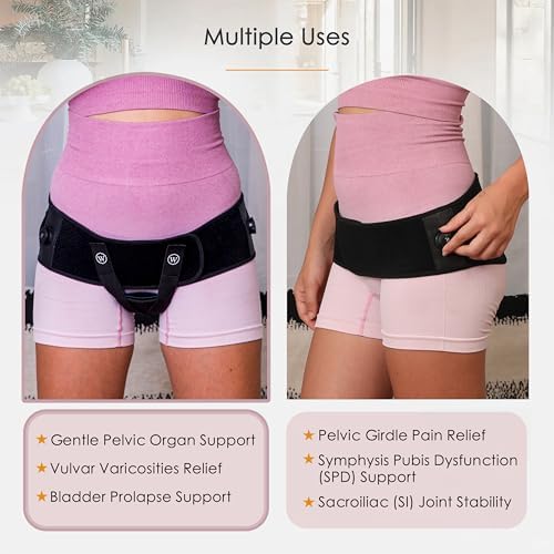 Pelvic Support Belt for Pregnancy & Postpartum - Prolapse Support for Women - Vulvar Varicosities Support (S/M)