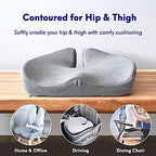 C CUSHION LAB Patented Pressure Relief Seat Cushion for Long Sitting Hours on Office/Home Chair, Car, Wheelchair - Extra-Dense Memory Foam for Hip, Tailbone, Coccyx, Sciatica - Light Grey