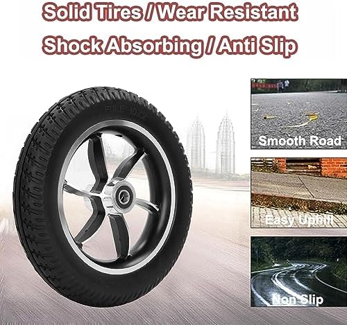 Electric Wheelchair Wheels Replacement, 10in Wheelchair Wheels Replacement, Low Noise Walker Caster Tire with Bearings and Hand Wheel for Rollator Trolley