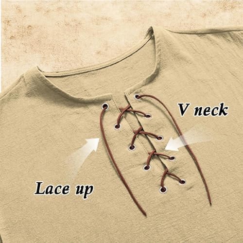 Medieval Tunic Men Renaissance Pirate Shirt Sleeveless Lace Up for Viking Knight Warrior LARP