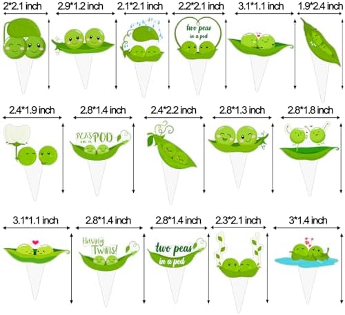 Two Peas in a Pod Twins Cupcake Toppers Twins Baby Shower Decorations 48Pcs Pea Party Cake Topper Decorations Sweet Pea Cupcake Picks for Two Peas in a Pod Twins Gender Reveal Birthday Party Supplies