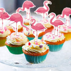 60 PCS Edible Flamingo Cupcake Toppers Wafer Paper Flamingo Cupcake Toppers Picks for Summer Party Birthday Party Baby Shower Party Decorations