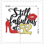 Still Fabulous at 52 Cake Topper,Happy 52nd Birthday Queen High heels Big Red lips Cake Topper,Women 52nd Birthday Party Cake Decorations