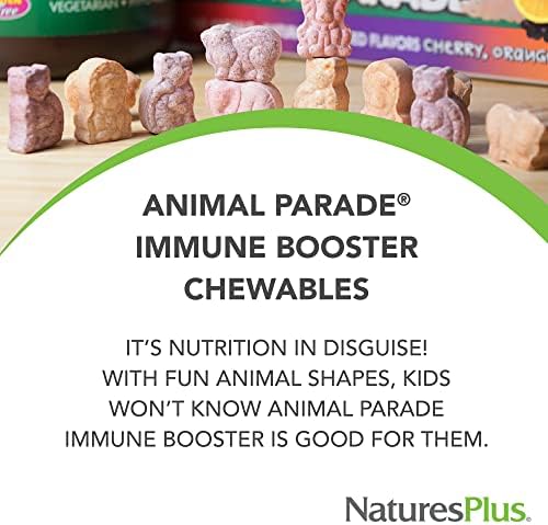 NaturesPlus Animal Parade Immune Booster - Tropical Berry Flavor - 90 Animal-Shaped Chewable Tablets - Provides Immune System Support - Gluten Free, Vegan - 45 Servings