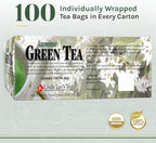 Uncle Lee’s Premium Green Tea with Jasmine Flowers, Lightly Caffeinated, 100 Count – Antioxidant-Rich Young Tea Leaves in Individually Wrapped Bags, 5.64 Oz