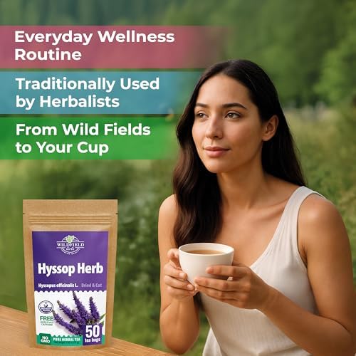 50 Bags Hyssop Dried Herb Hyssop Tea Herbal (Hyssópus Officinális) - 50 Count 1.5 g Tea Bag Herb Hyssops Hissop Hysopp Hisopo